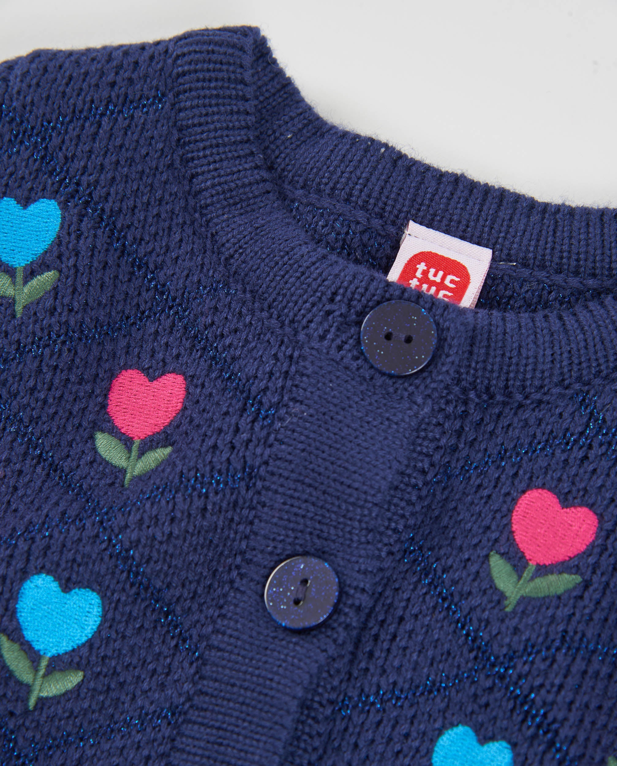 TucTuc Maglioni Giacca Bambina Blu Fiori Bottoni
