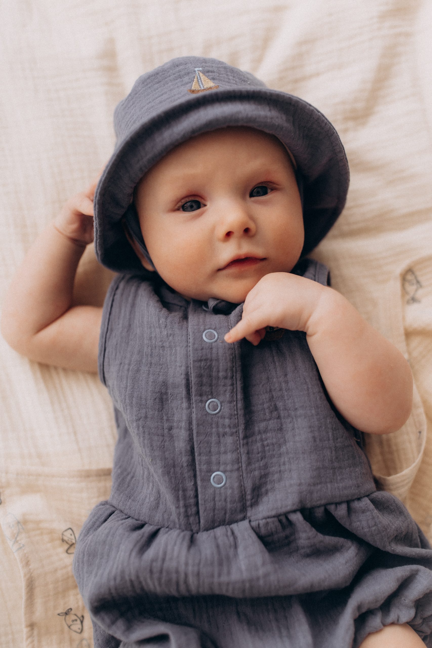 Woolly Organic Bucket Hat cappello neonato mussola barca