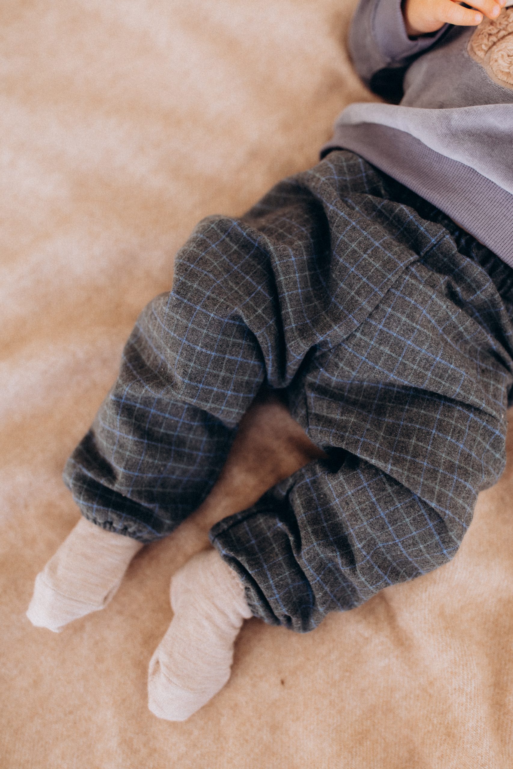 Woolly Organic Trousers Pantaloni Neonato Cotone Gray Checks