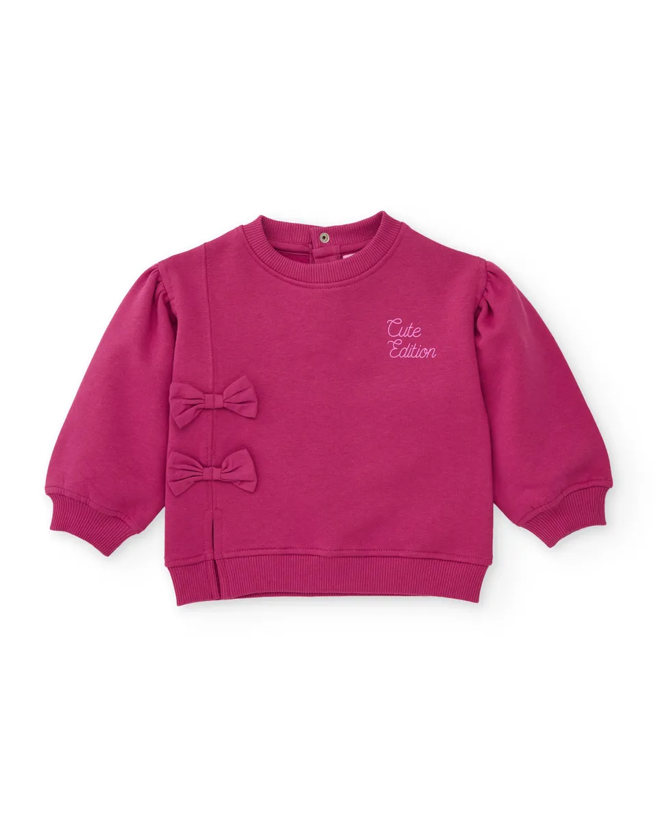 TucTuc Felpe Felpa bambina fiocchi fucsia cotone