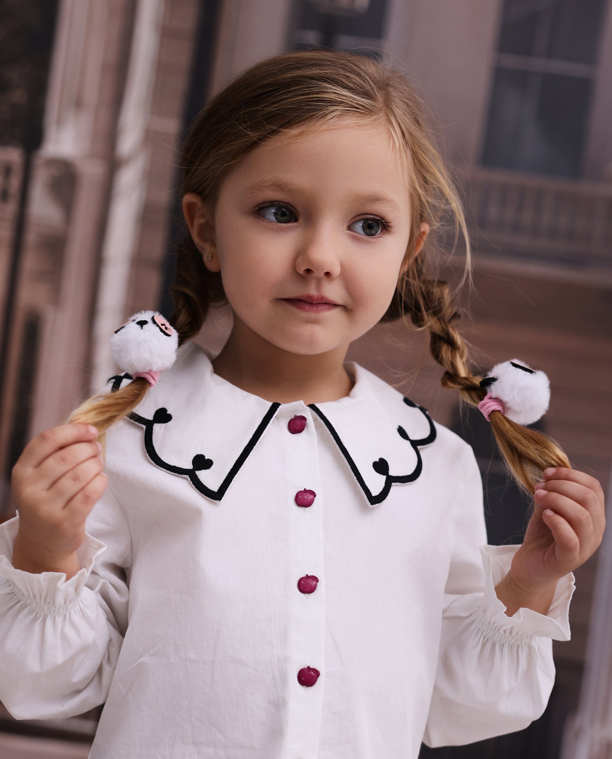 TucTuc Accessori Elastici Capelli Bimba Bianchi Panda Pon-Pon
