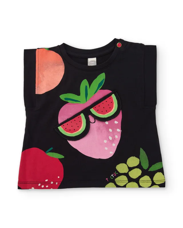 TucTuc Magliette t-shirt bambina nera stampa fragola