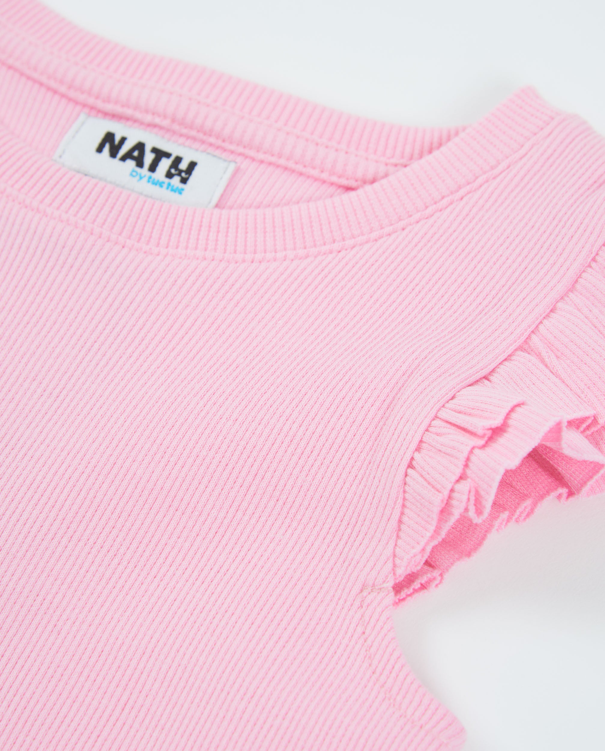 TucTuc Magliette Top bambina rosa maniche a volant cotone
