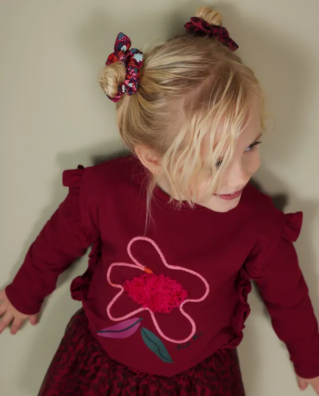 TucTuc Magliette t-shirt bambina bordeaux fiori volant