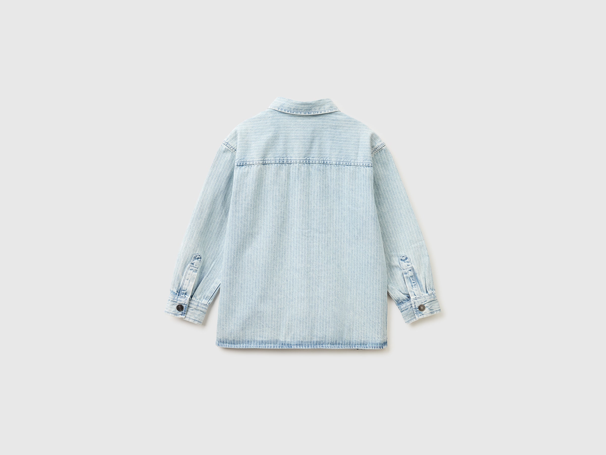 United Colors of Benetton camicia denim righe cotone tasche
