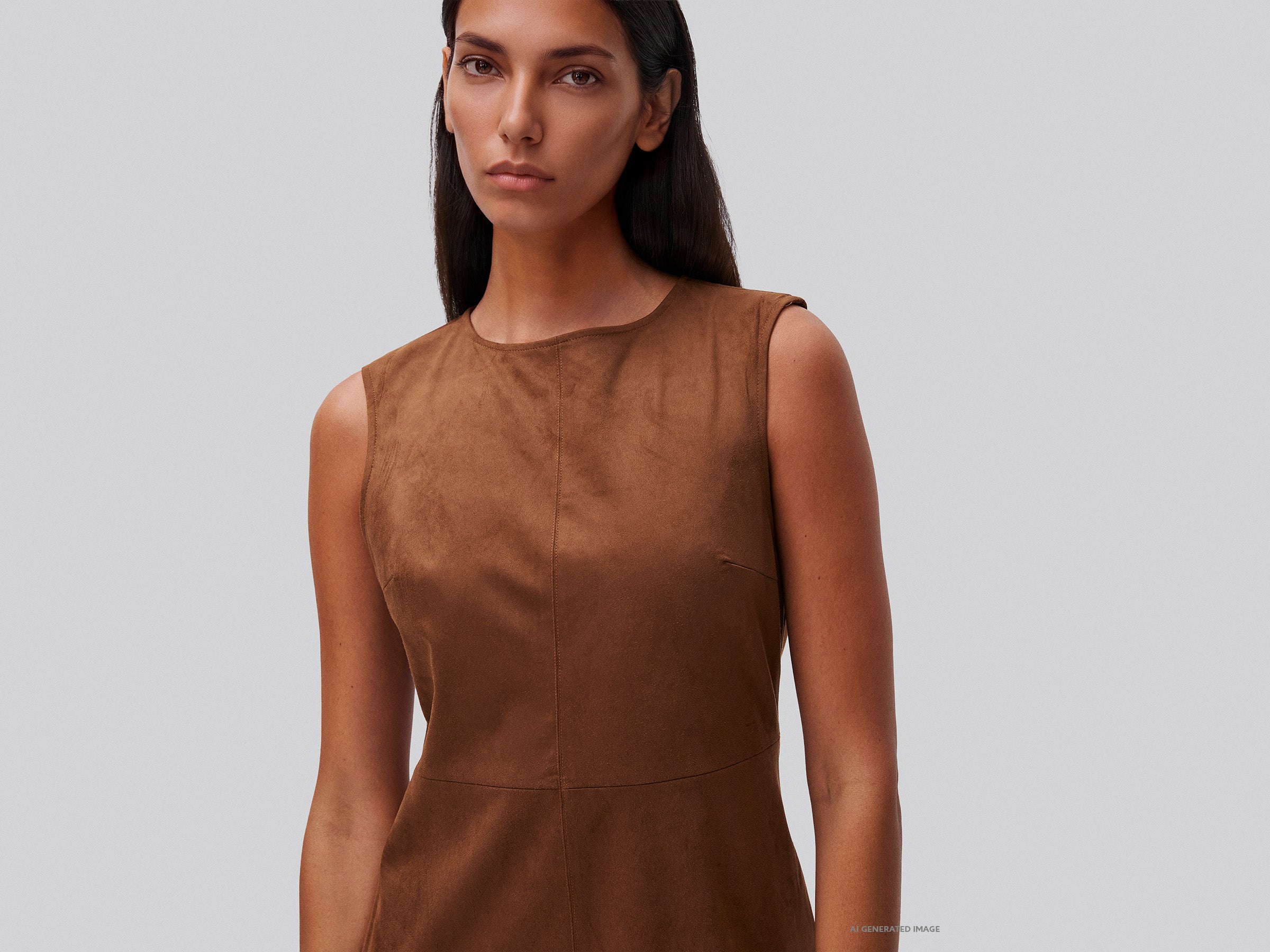 Benetton Abito smanicato effetto camoscio taglia 38