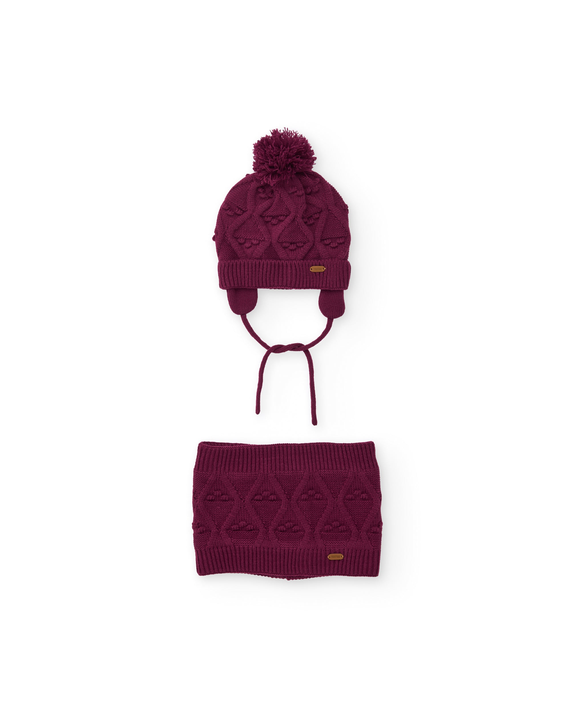 TucTuc Set Bambina Berretto Scaldacollo Bordeaux Maglia