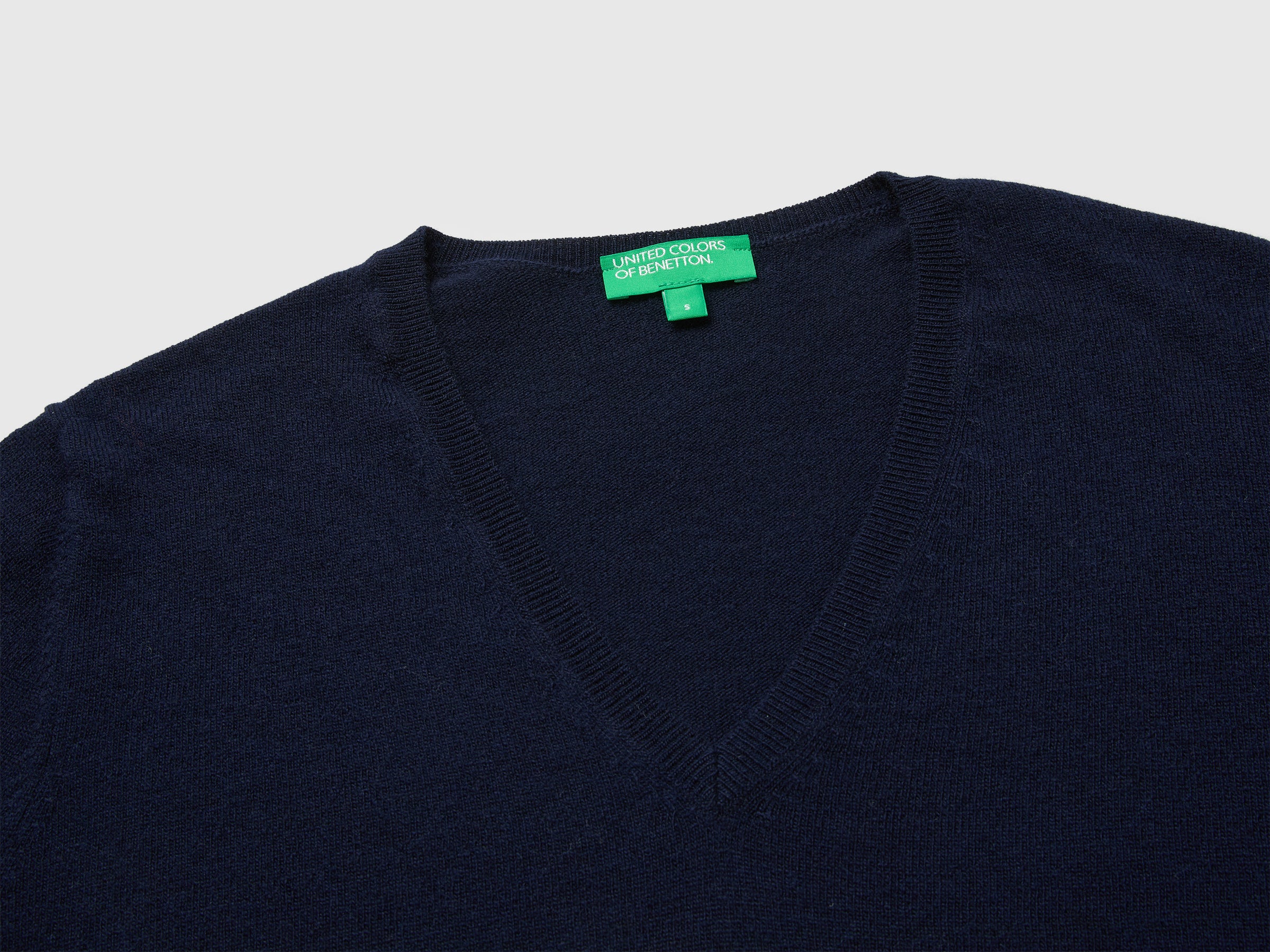 United Colors of Benetton Maglione Lana Merino Scollo V Blu