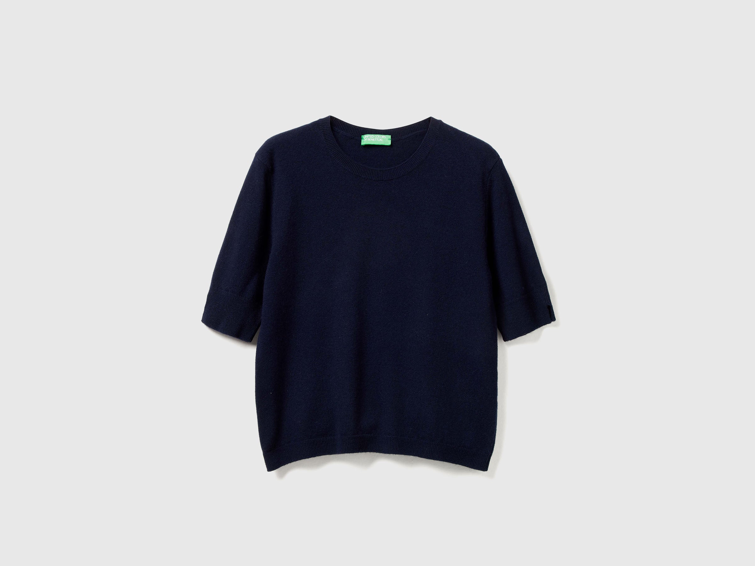 United Colors of Benetton Maglione Manica Corta Lana Merino Blu