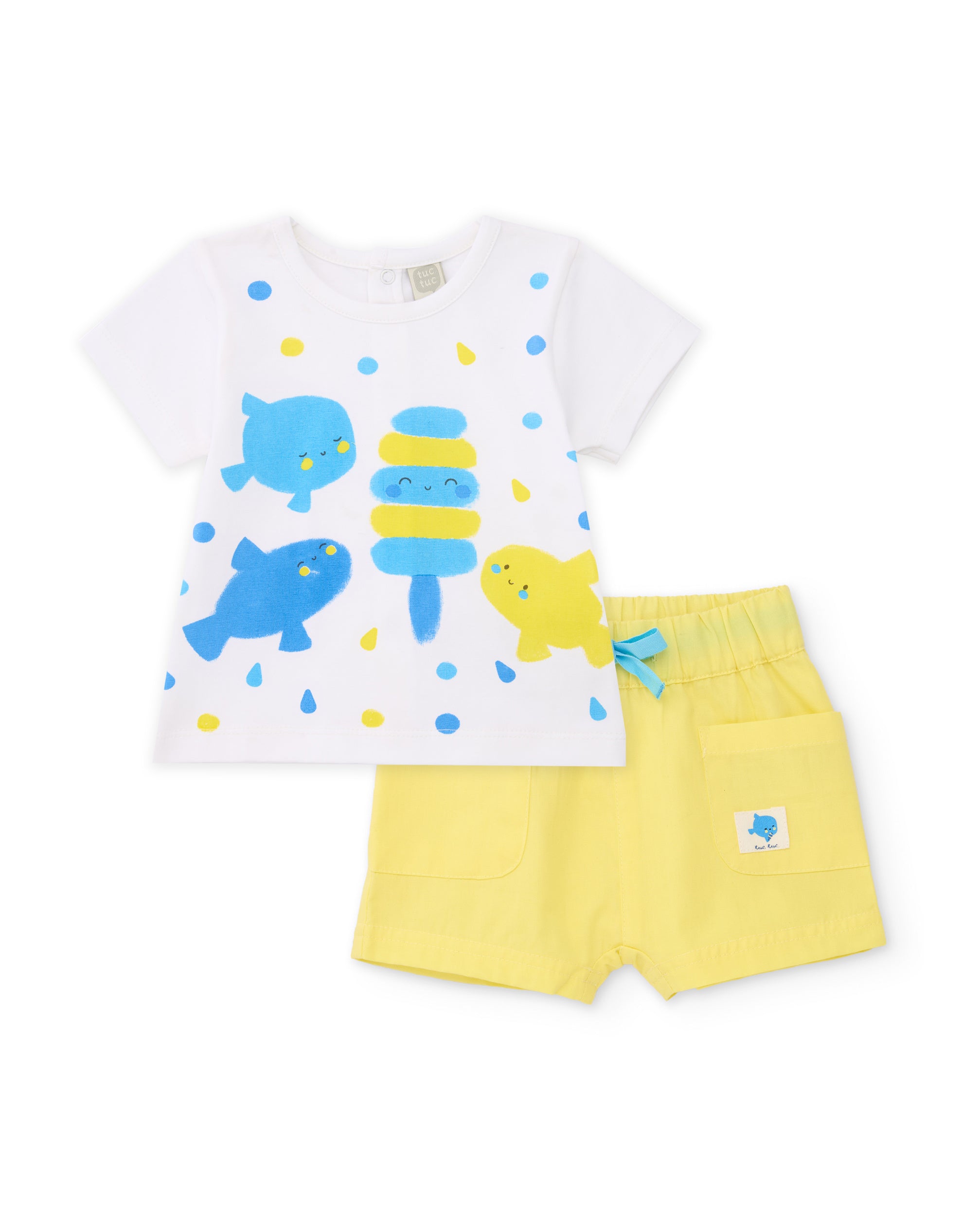 TucTuc Completi Set Neonato Bianco Giallo 2 Pezzi