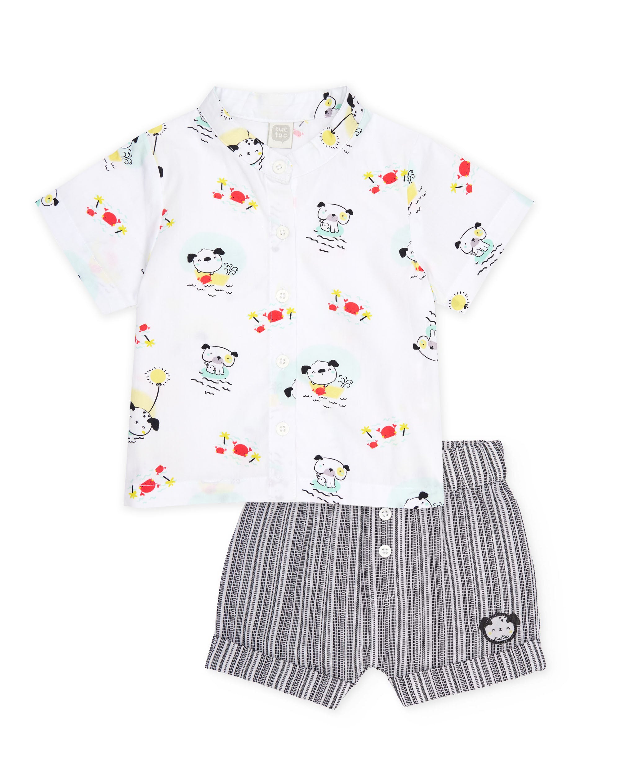 TucTuc Completo neonato bermuda camicia completo bianco righe