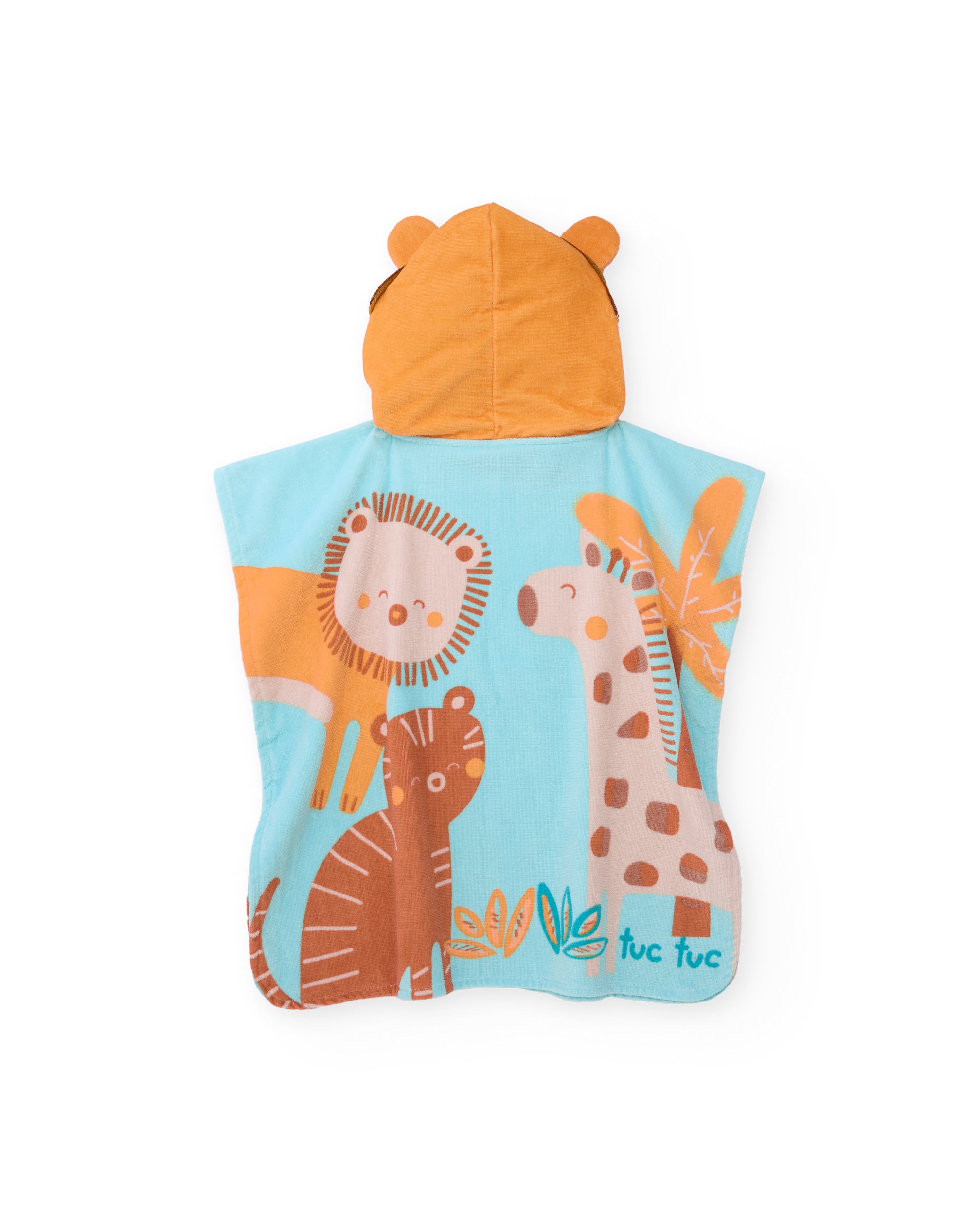 TucTuc Asciugamani poncho neonato blu cappuccio animali
