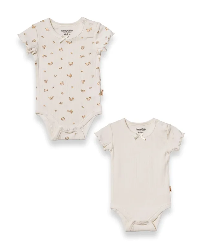 Kocarcia Babycosy set 2 body maniche corte modal crema