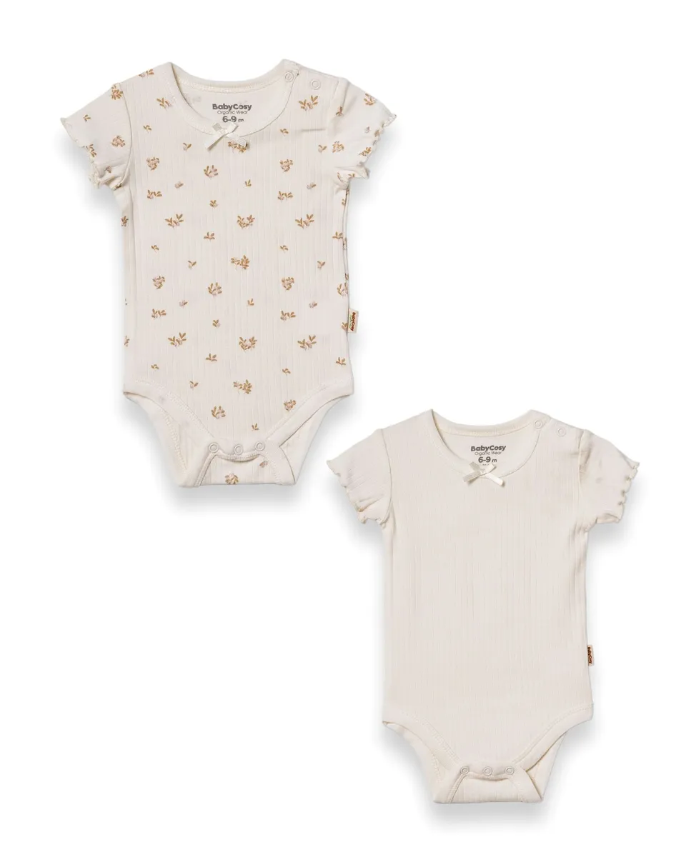 Kocarcia Babycosy set 2 body maniche corte modal crema