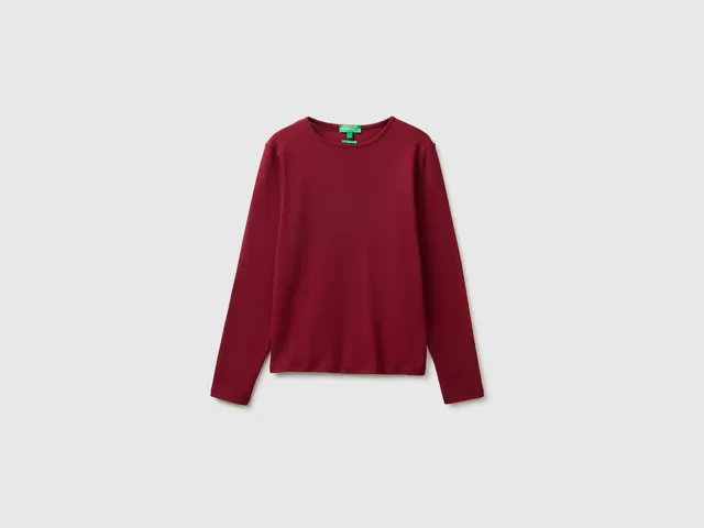 Benetton T-Shirts maglietta maniche lunghe cotone slim