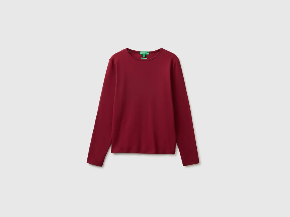 Benetton T-Shirts maglietta maniche lunghe cotone slim