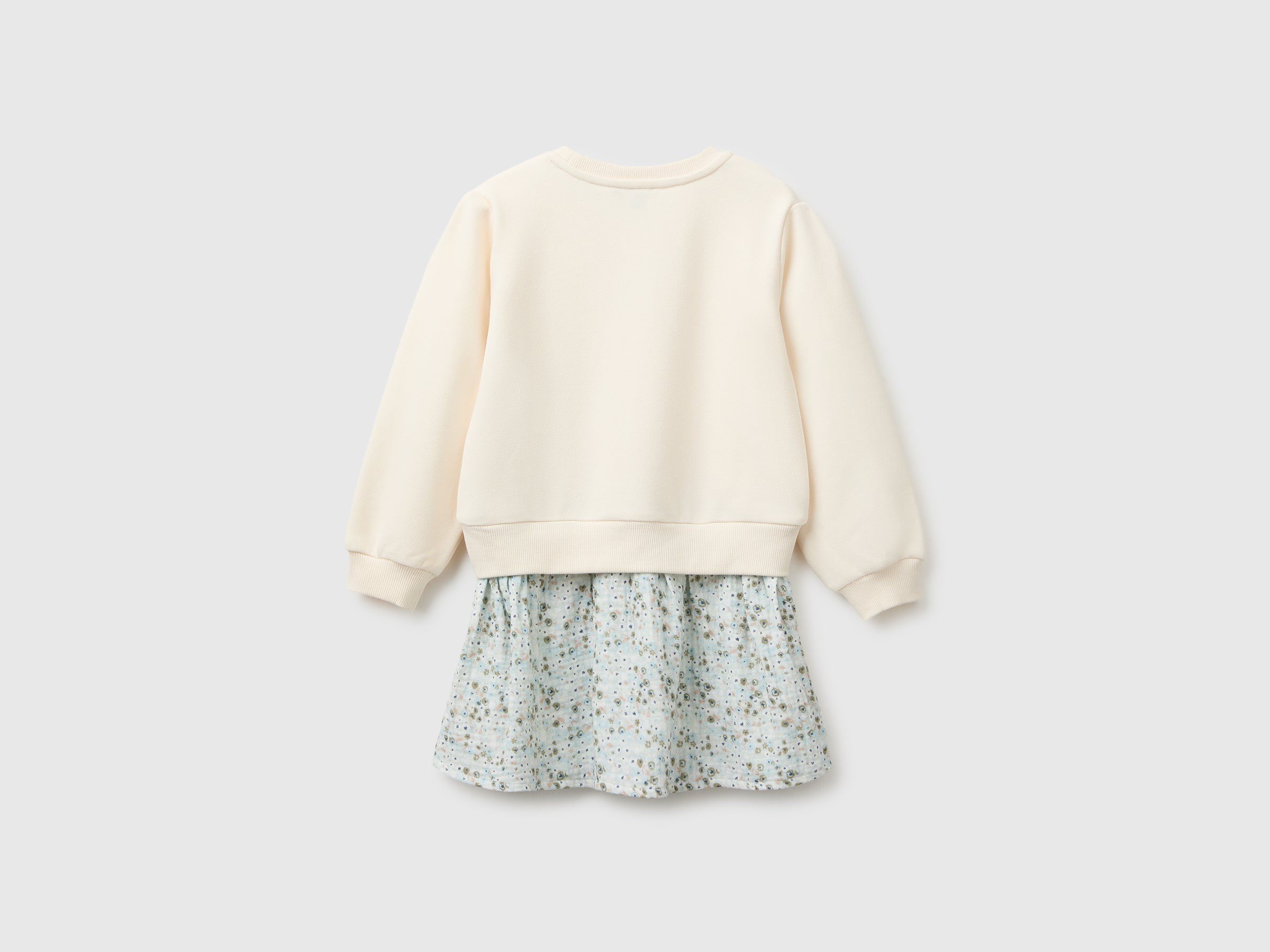 Benetton Vestito Bambina Gonna Fiori Cotone