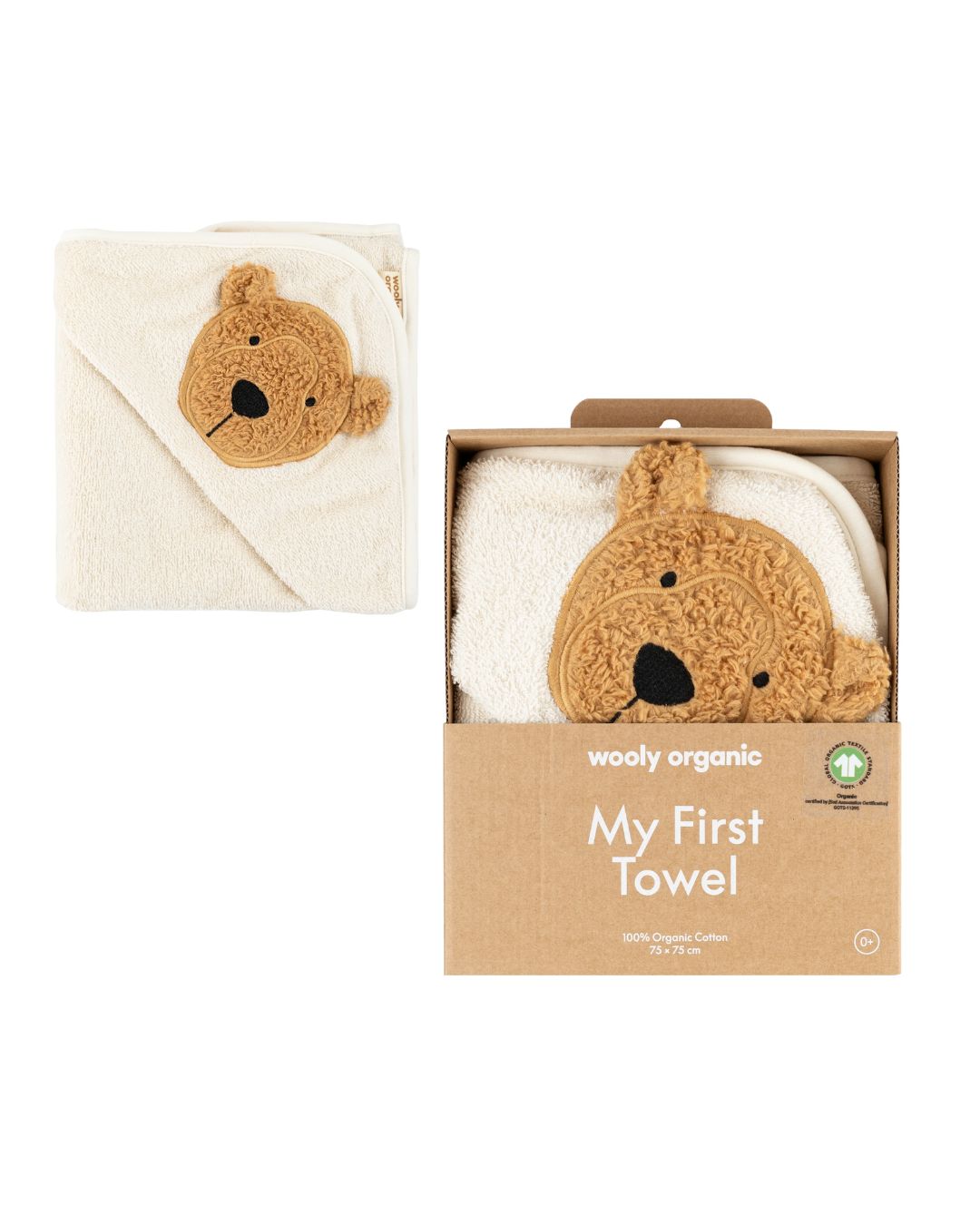 Woolly Organic My First Teddy asciugamano neonato cotone 75x75