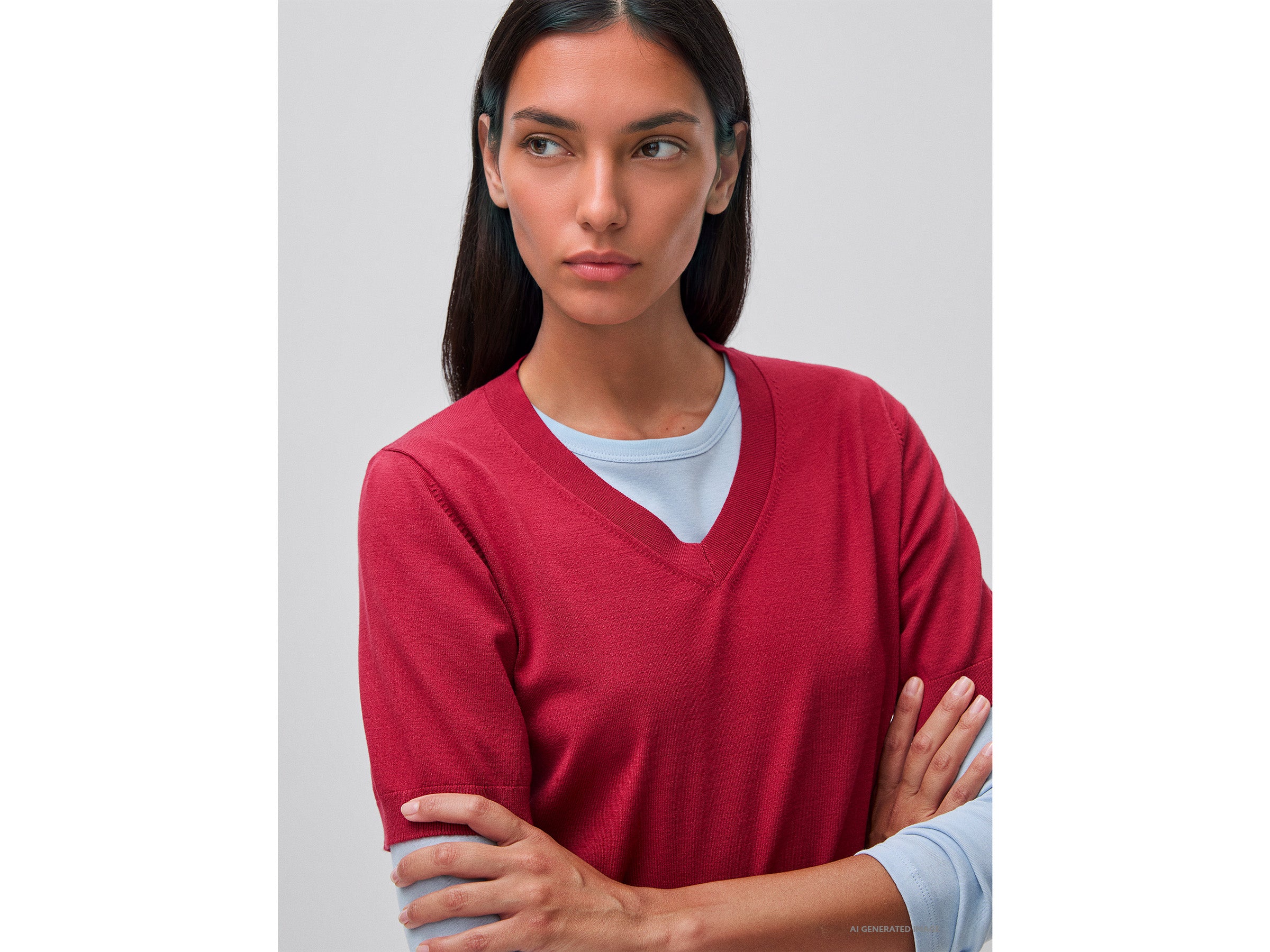 United Colors of Benetton Sweaters Maglia scollo V viscosa manica corta