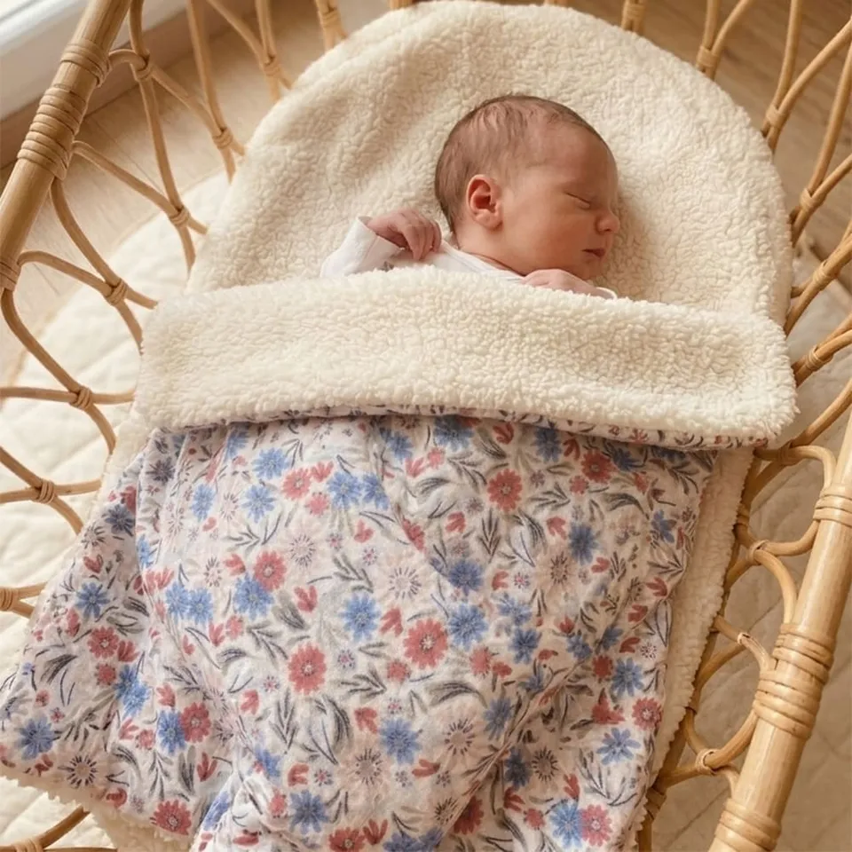 Petite Citrouille Les Essentiels Emma coperta cotone fiori 75x100