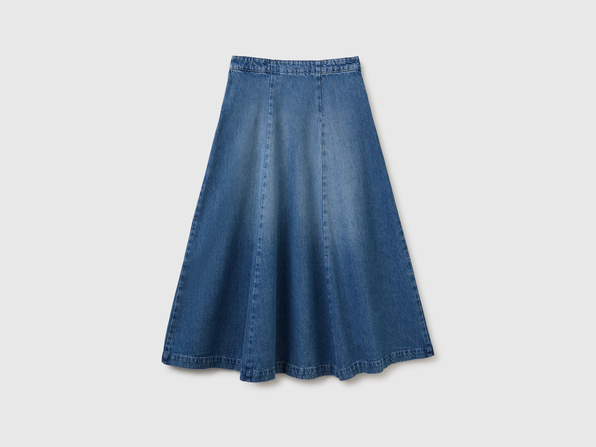 United Colors of Benetton Gonna midi denim jeans cotone pieghe