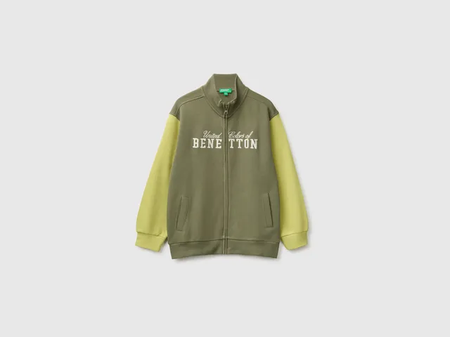 United Colors of Benetton Felpa con Zip 100% Cotone Collo Alto