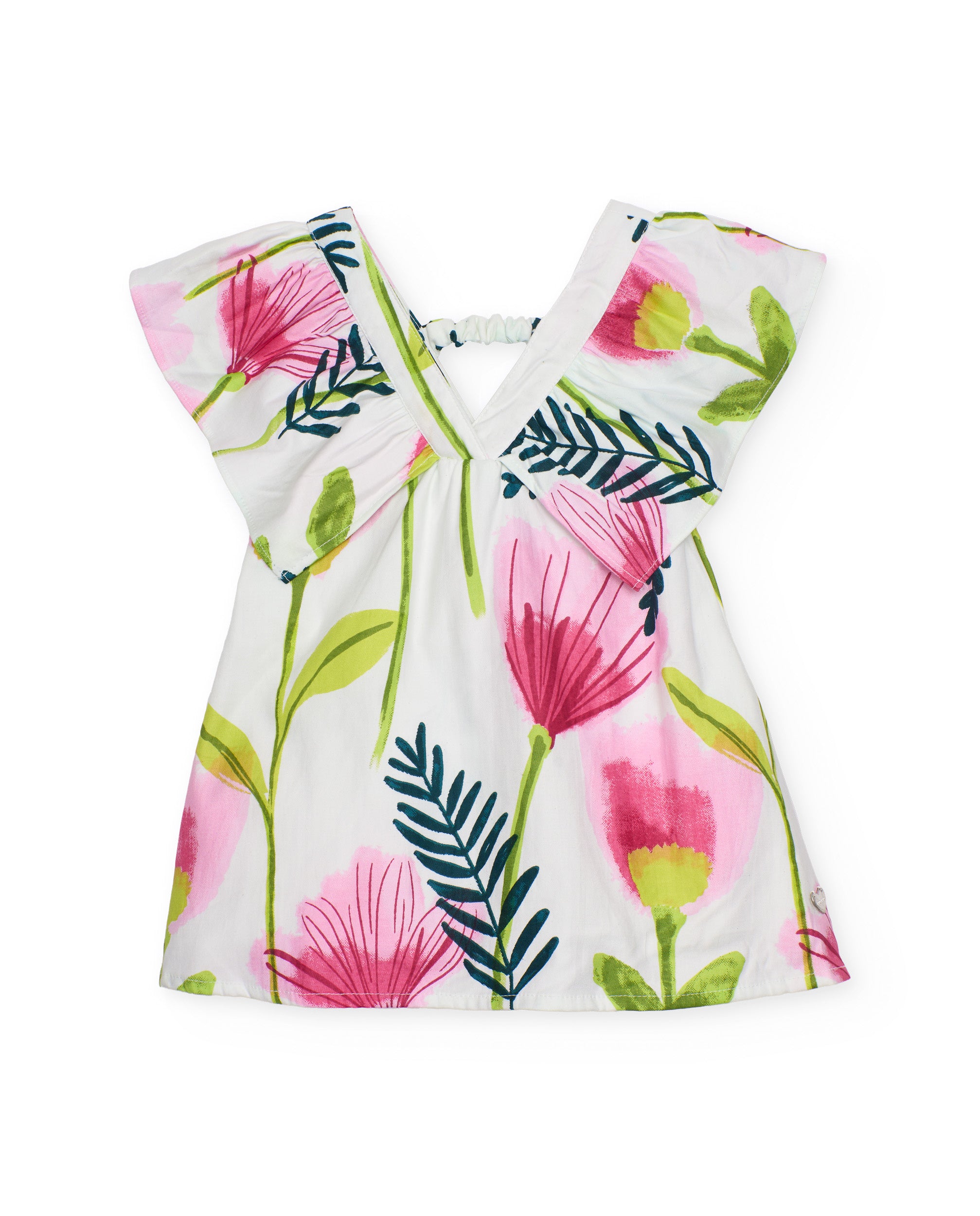 TucTuc Vestiti bambina vestito bianco fiori scollo incrociato