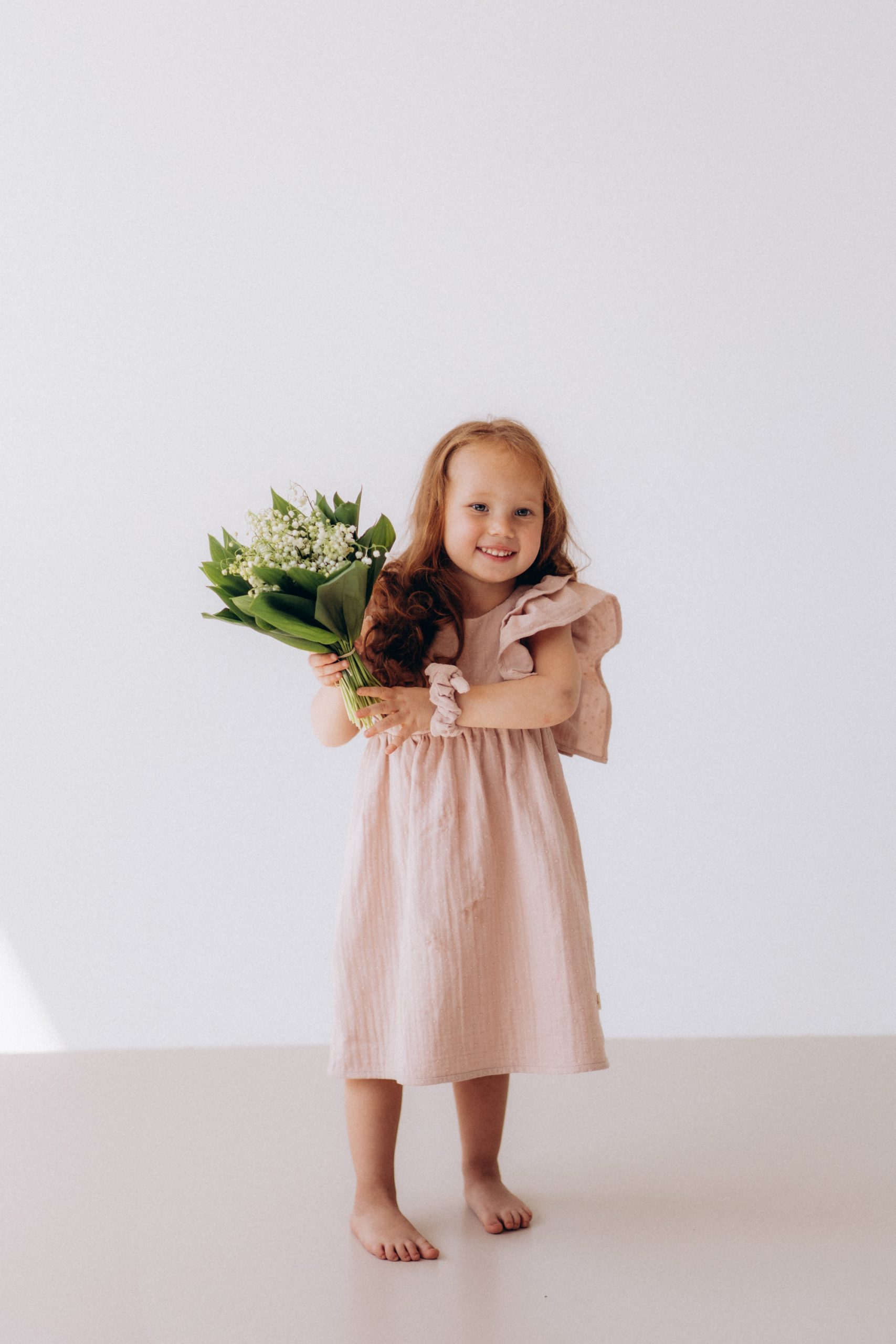 Woolly Organic Muslin Vestito Bambina Cotone Bio Volant