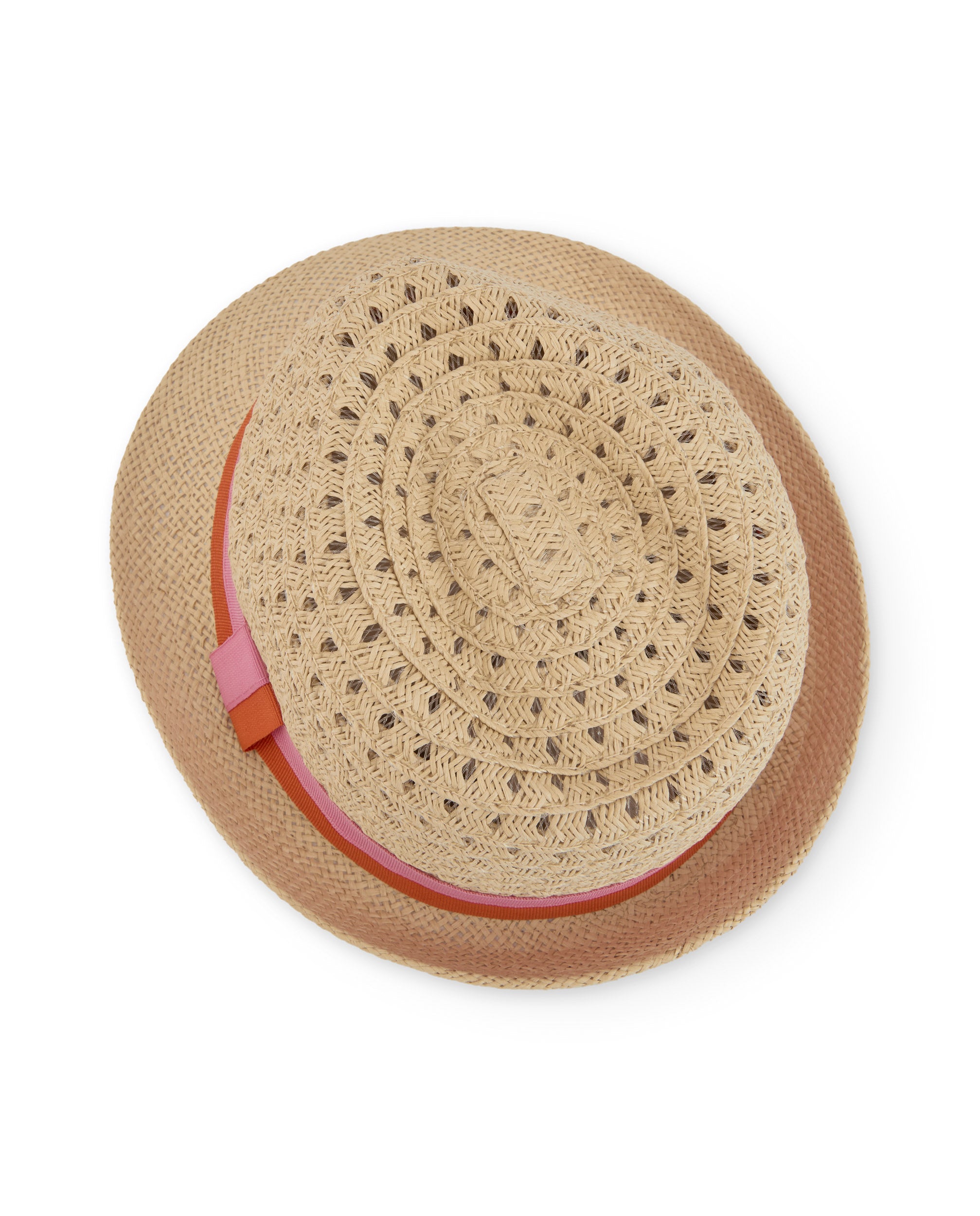 TucTuc Cappello bambina tessuto intrecciato beige nastro