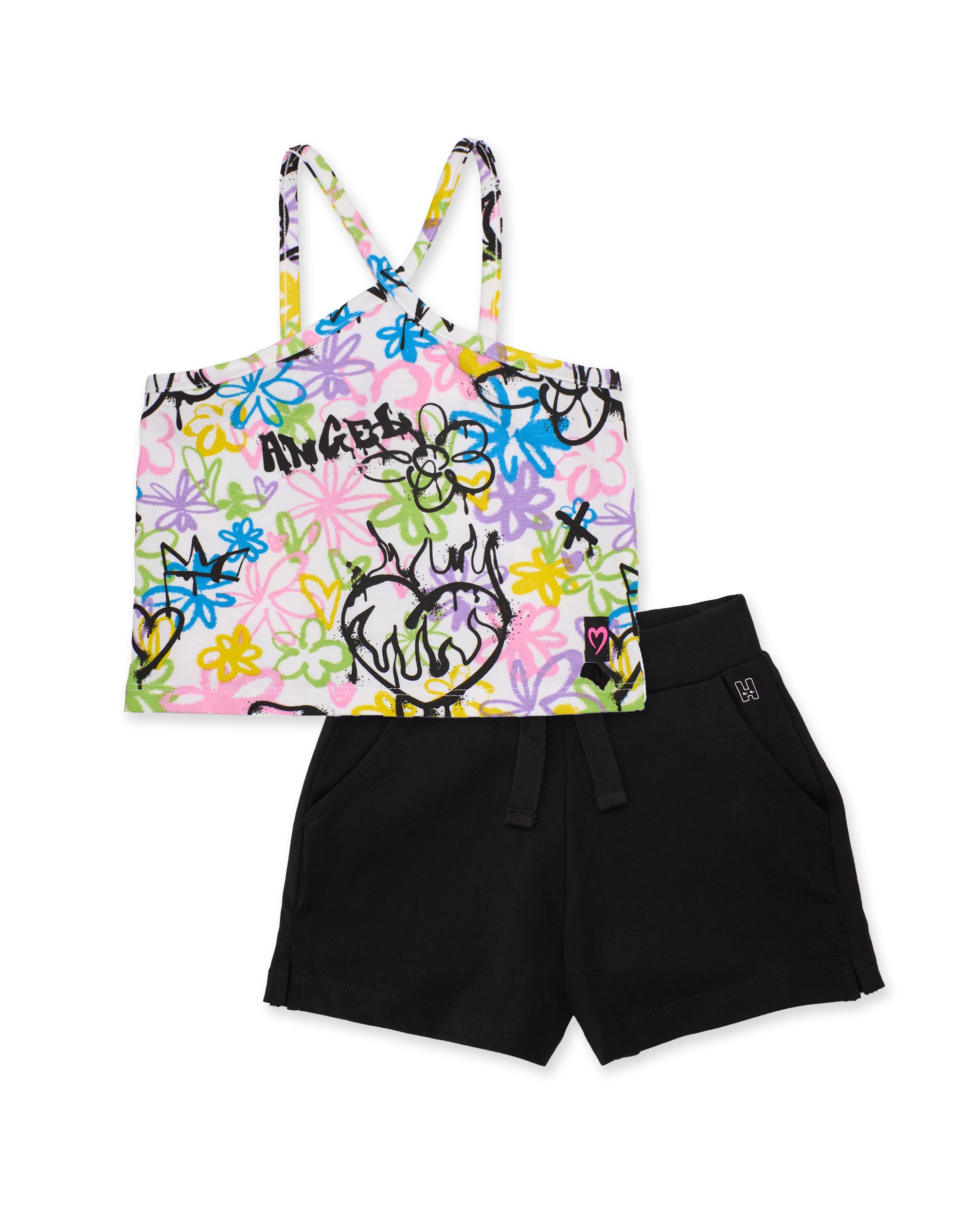 TucTuc Completi completo bambina bianco top+short graffiti