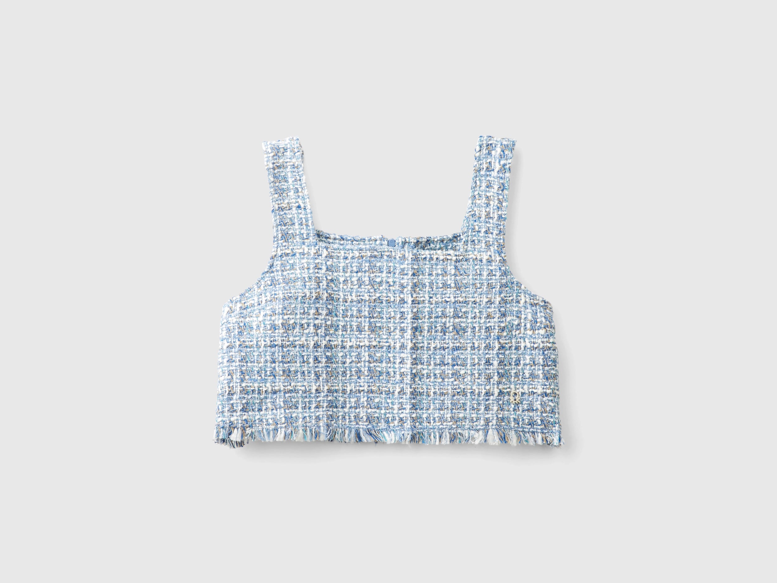 Benetton Cropped tweed top donna lana bouclé