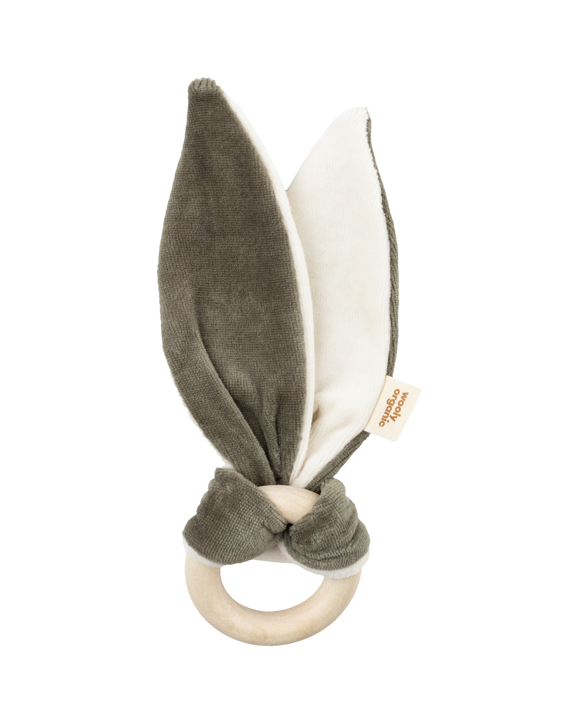 Woolly Organic Crinkle Ears with Wooden Ring doudou cotone AW26