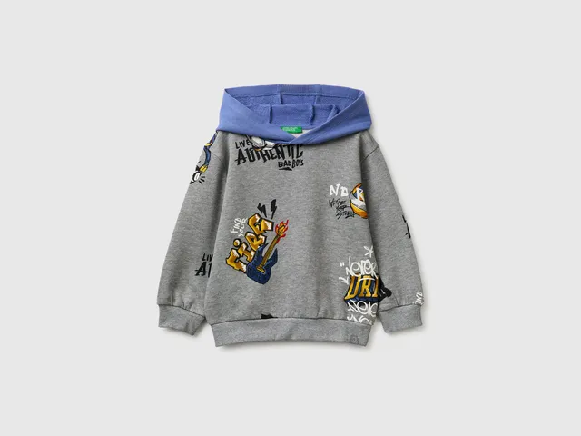 United Colors of Benetton Sweatshirts Felpa cappuccio stampata 104