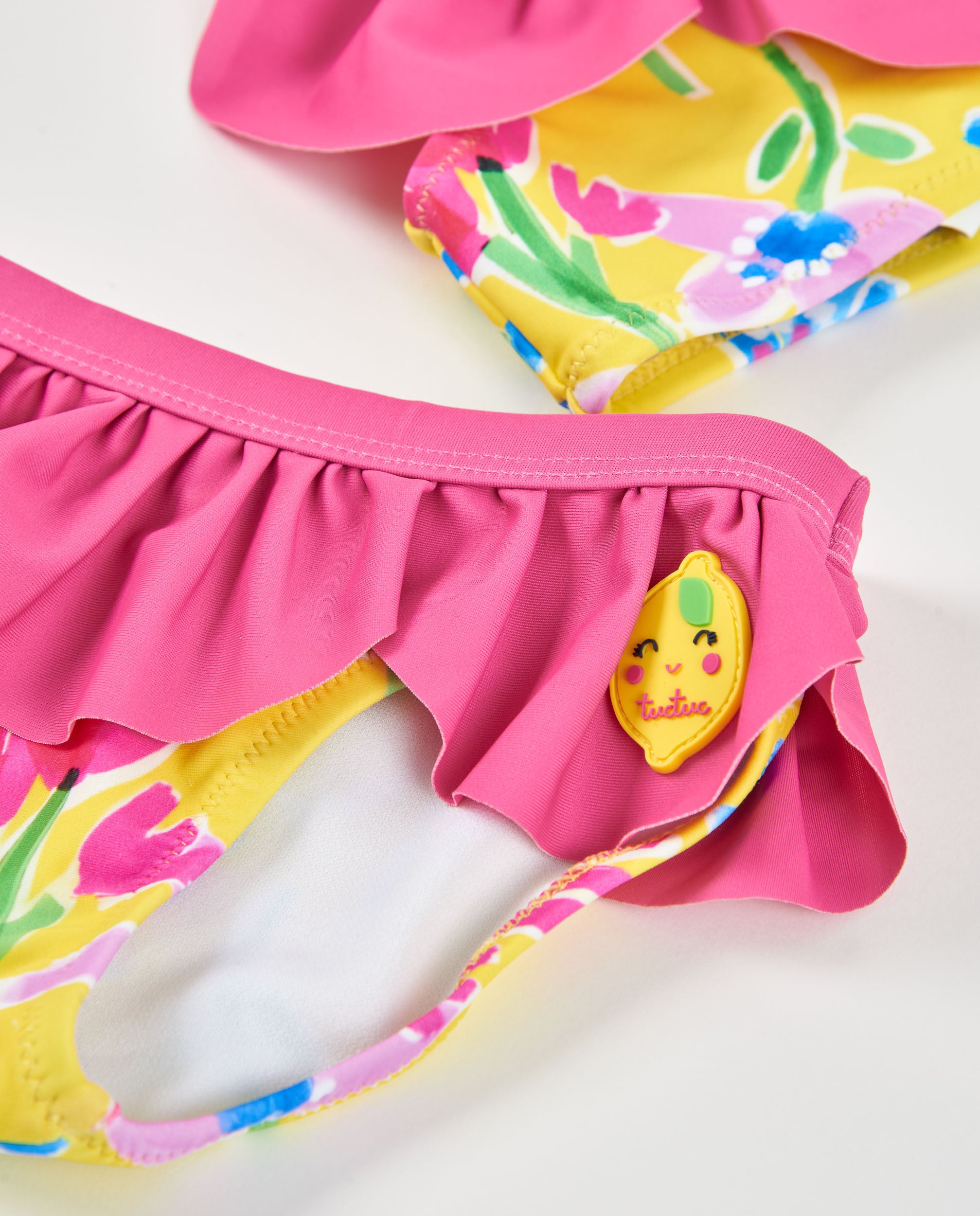 TucTuc Costumi Da Bagno bikini bambina giallo volant fiori