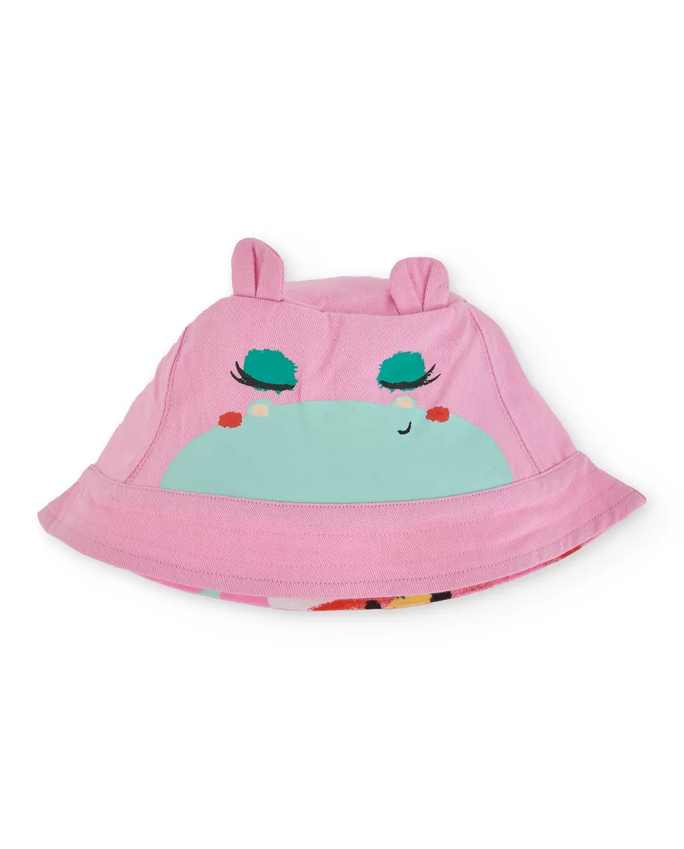 TucTuc Accessori cappellino bambina cotone rosa reversibile sole