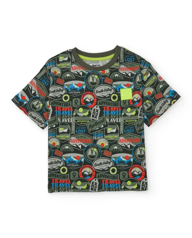 TucTuc Magliette T-shirt Bambino Verde Stampa Avventura