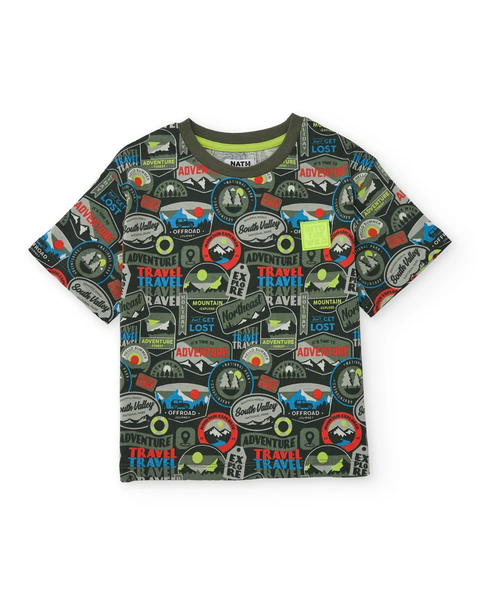 TucTuc Magliette T-shirt Bambino Verde Stampa Avventura