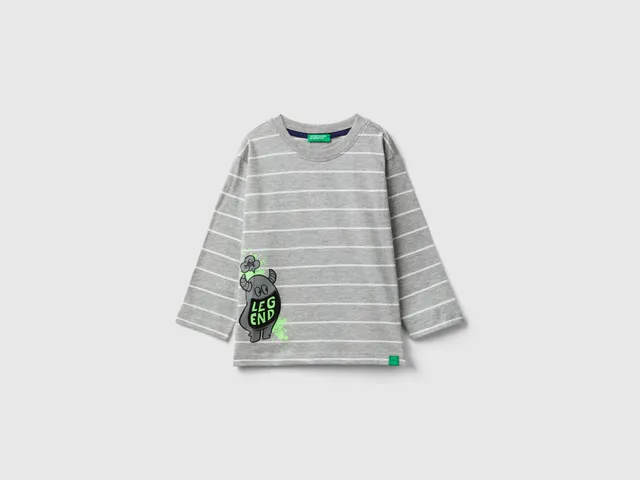 United Colors of Benetton maglietta bimba cotone righe applique