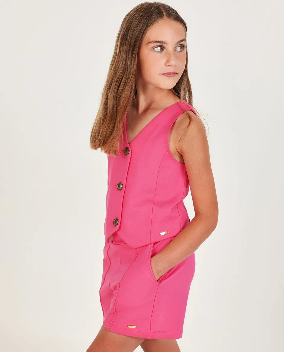 TucTuc Maglioni Gilet Bambina Fucsia Bottoni Metallici