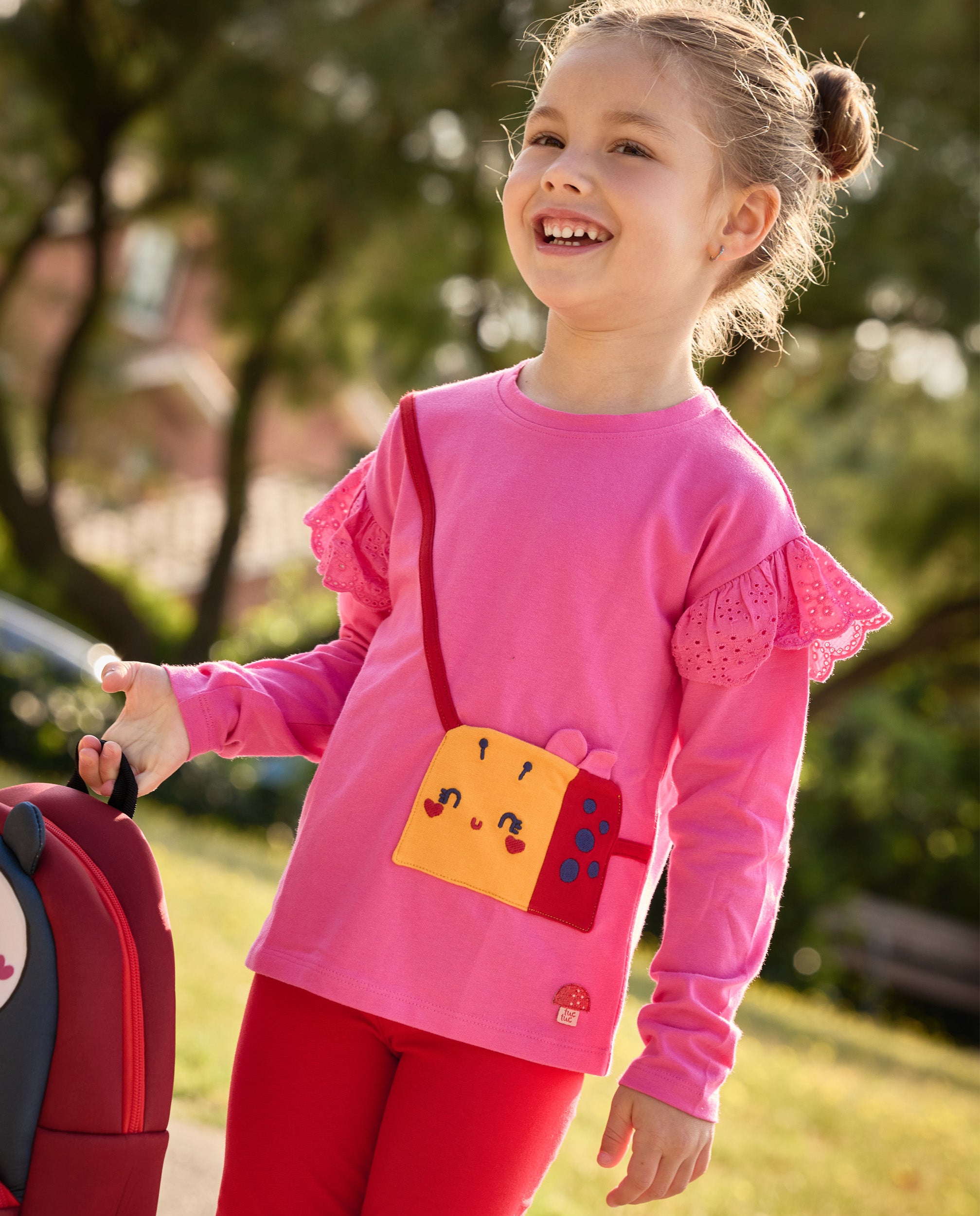 TucTuc Leggings bambina fungo rosso elasticizzato
