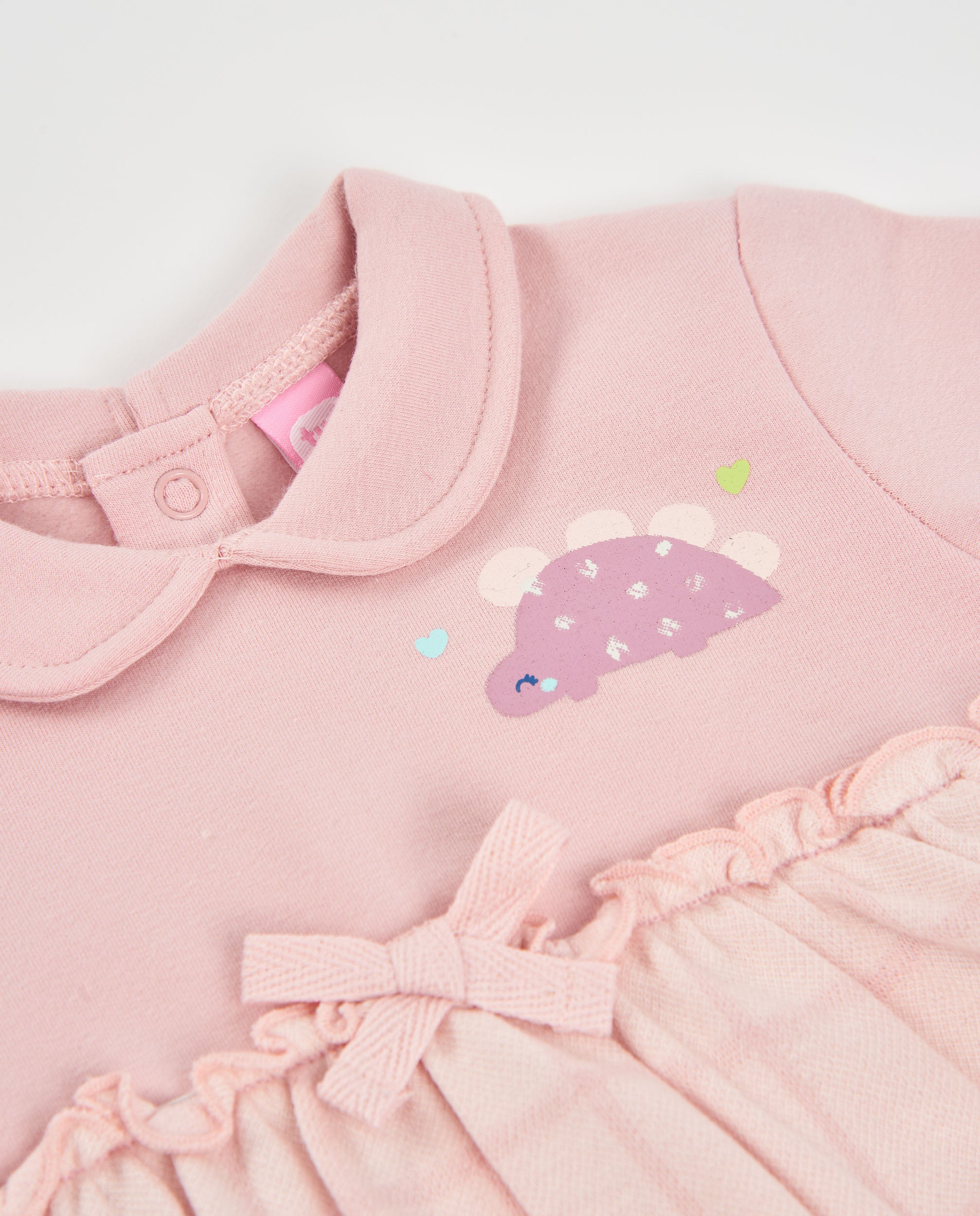 TucTuc Vestiti vestito felpa neonata rosa dinosauro