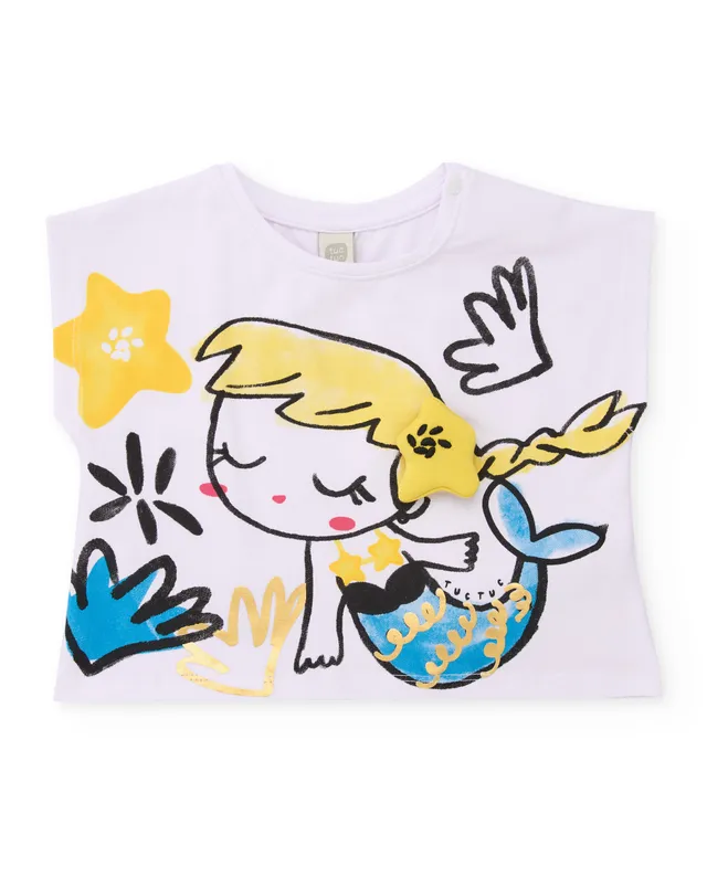TucTuc T-shirt bimba bianca jersey sirena