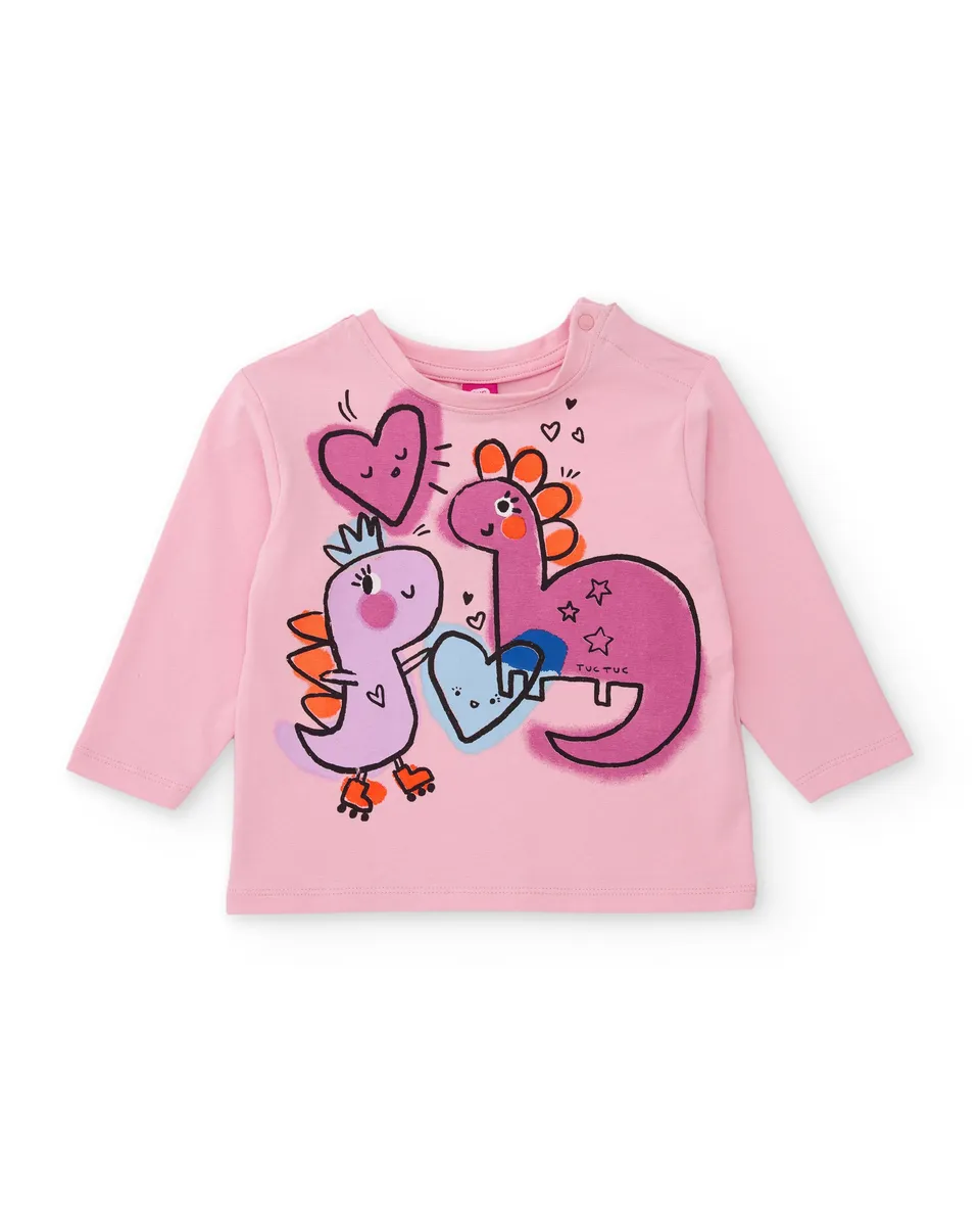TucTuc Magliette t-shirt bambina dinosauri rosa 4 anni