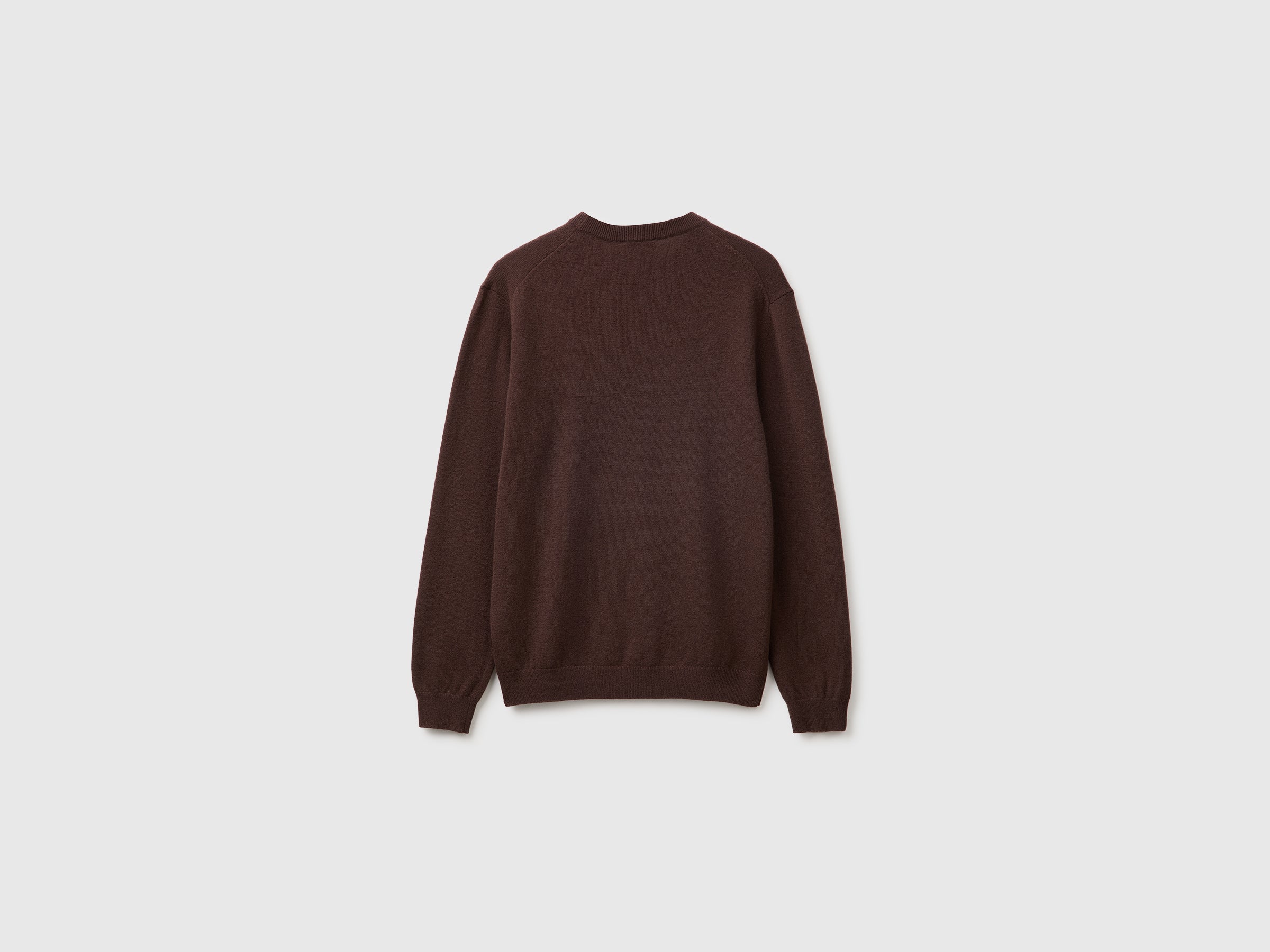 United Colors of Benetton Maglione Lana Merino Marrone Scuro