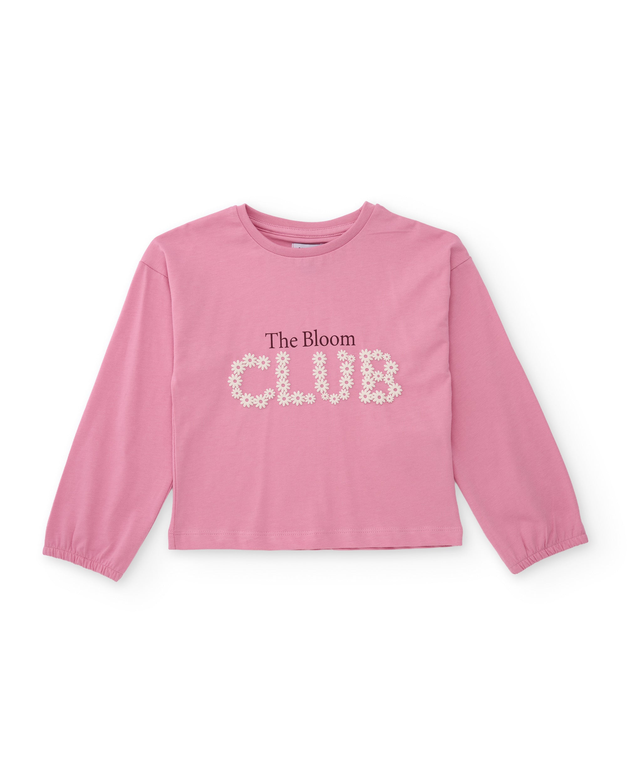 TucTuc Magliette ricamo floreale maglia rosa maniche lunghe