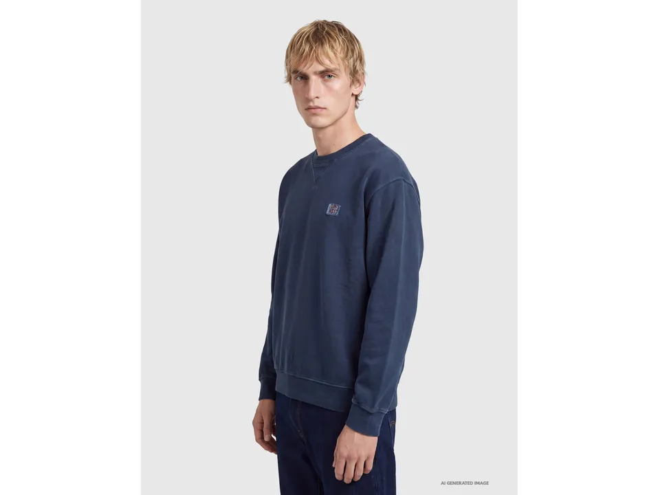 Benetton Felpa Girocollo Cotone Effetto Vintage Taglia L