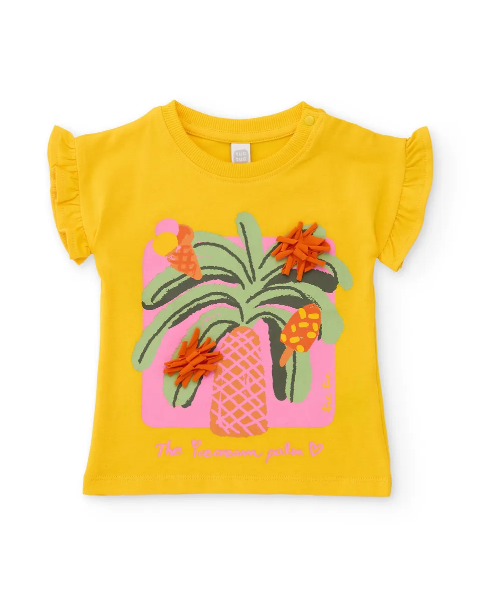 TucTuc Magliette T-Shirt Gialla Bimba Palma Cotone