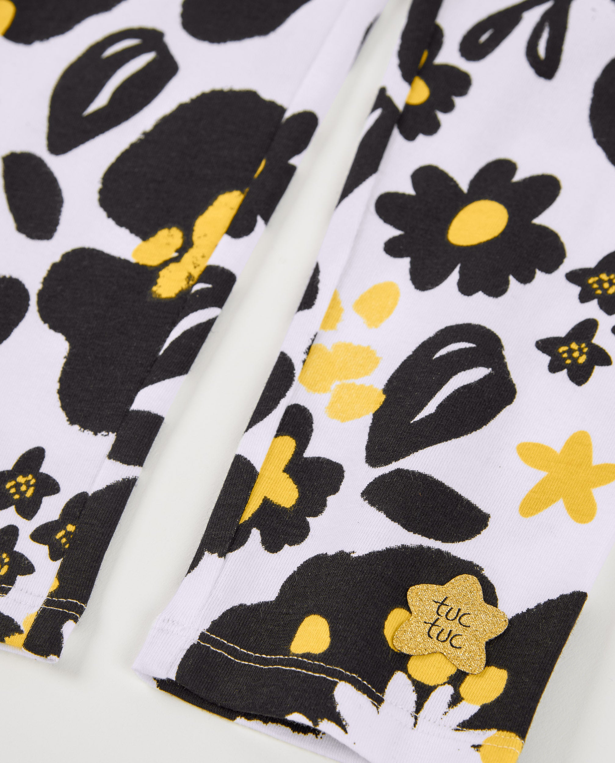 TucTuc Leggings leggings bambina jersey nero stampa floreale