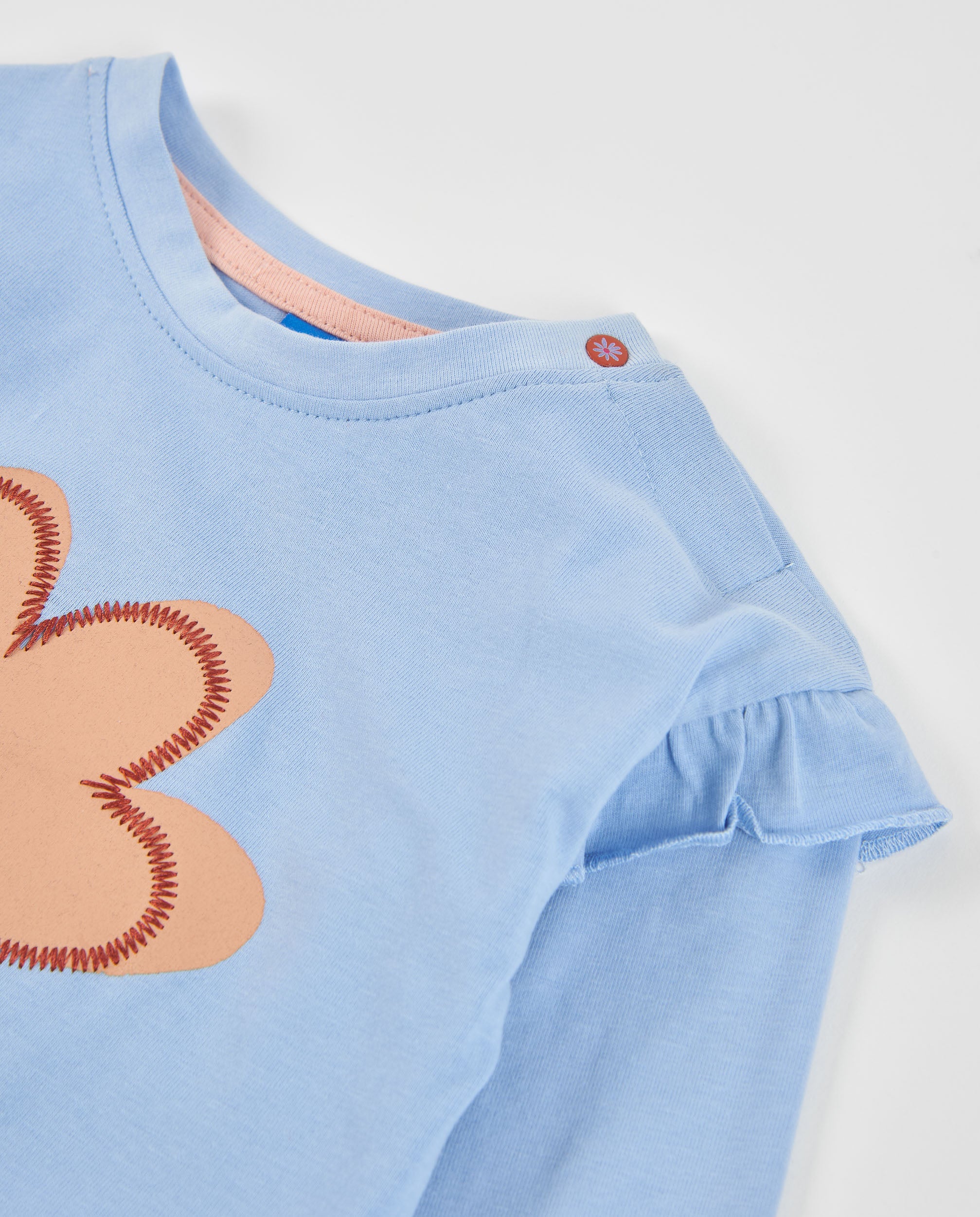 TucTuc Magliette maglietta bambina azzurra fiori cotone