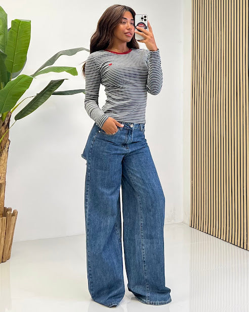 Sottosopra JES22570 jeans scritta strappi jeans taglia S